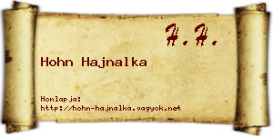 Hohn Hajnalka névjegykártya